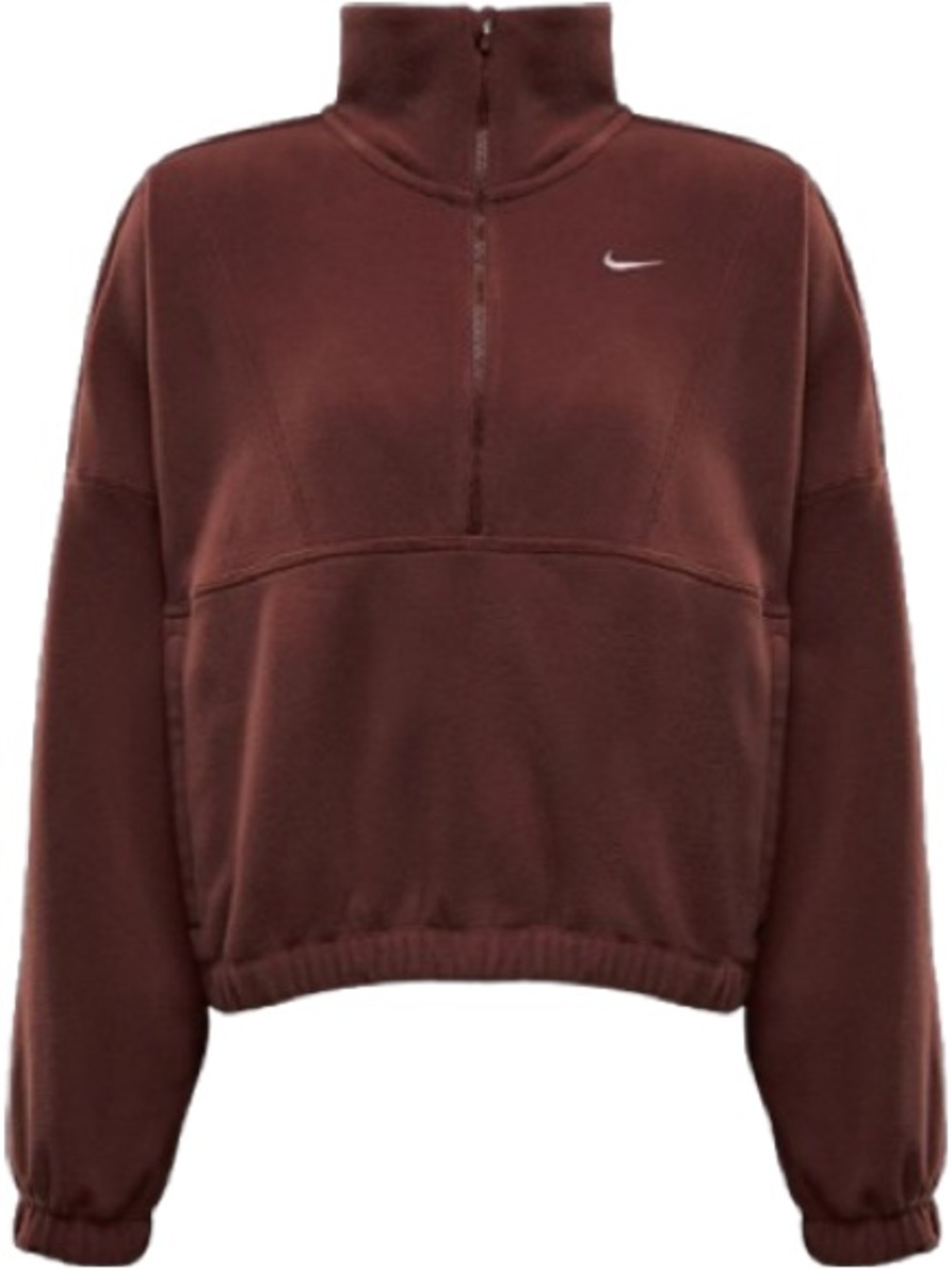 Women's Nike One Therma-FIT Oversized 1/2-Zip Fleece Top Red Sepia